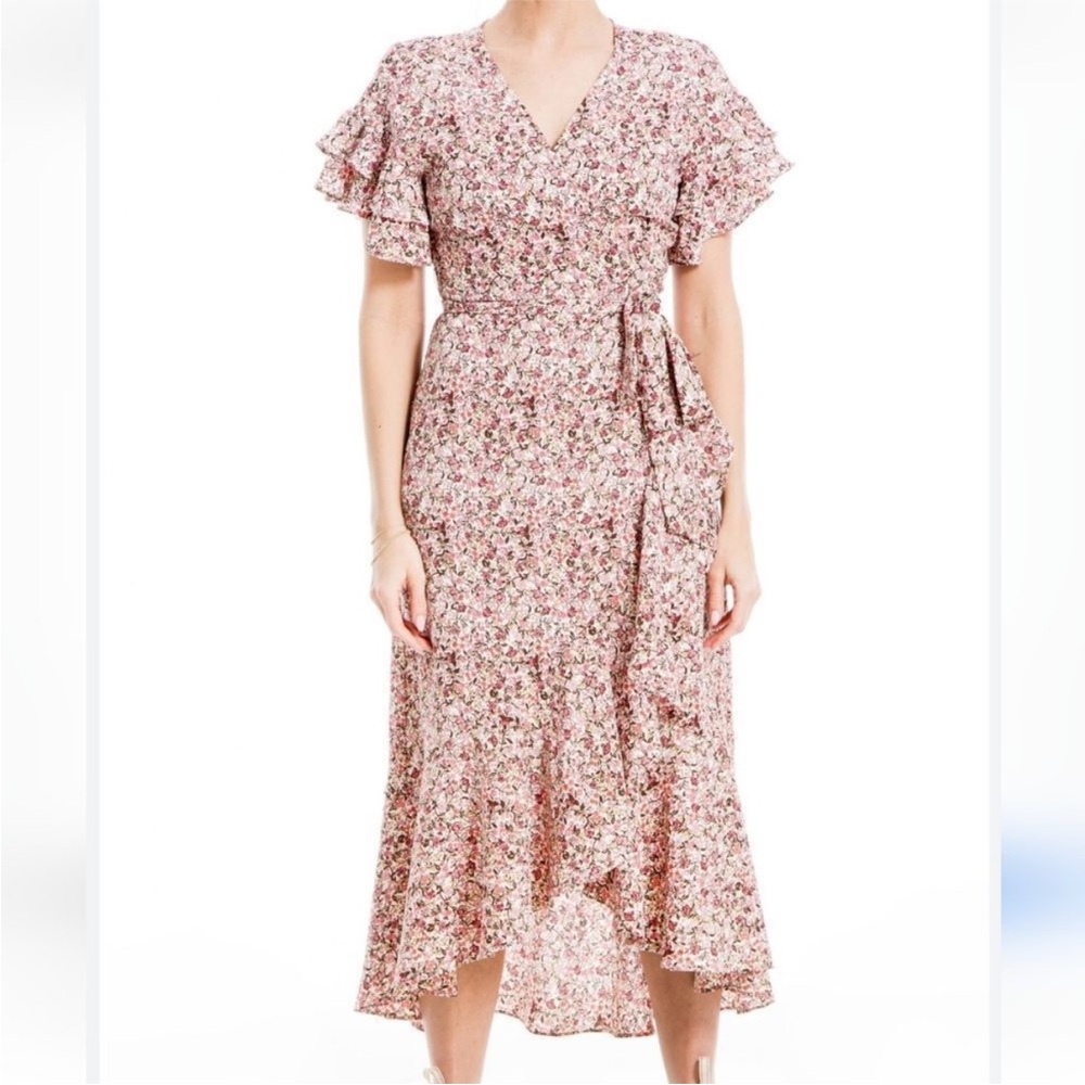 Max Studio floral wrap dress sz L